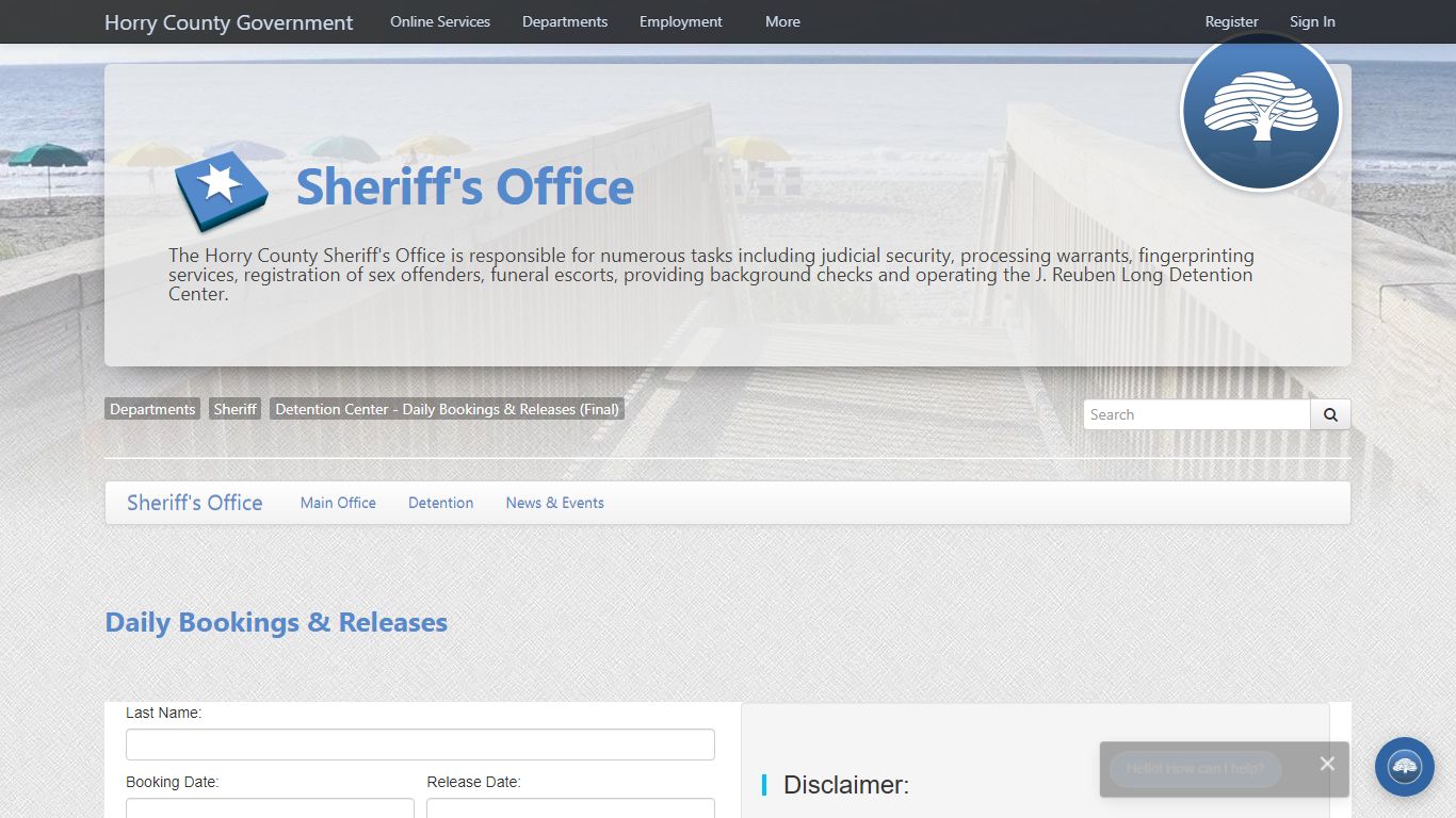 Detention Center - Daily Bookings & Releases (Final) - Horry County